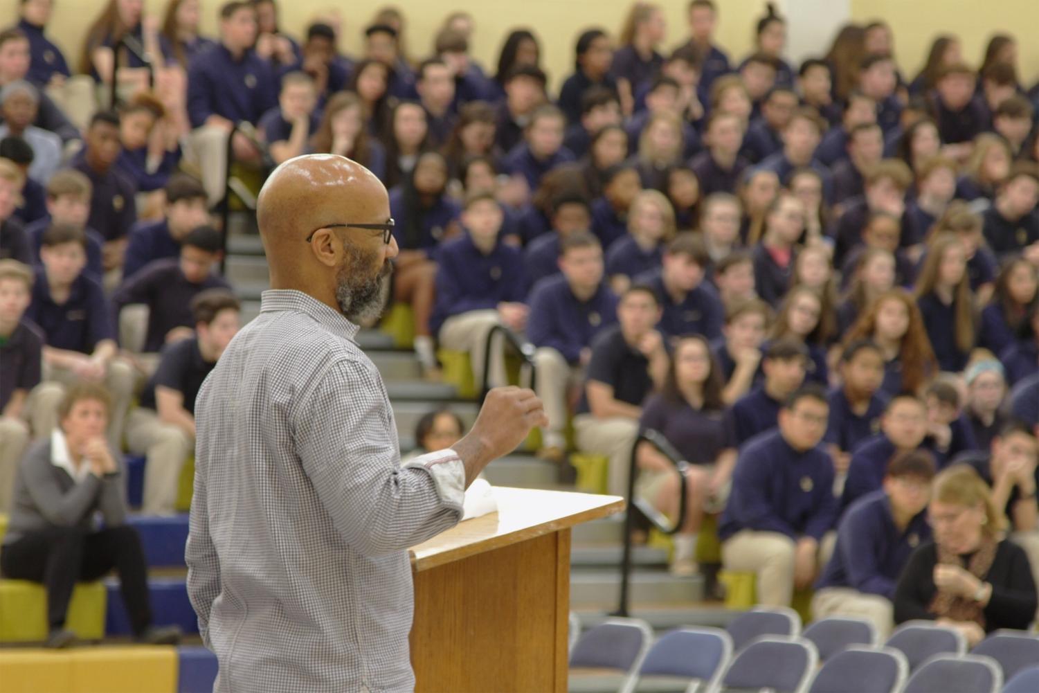 On February 2nd, Good Counsel alumni Kevin Blackistone came to GC to give students a talk on diversity. Taken by: Paul Kennedy