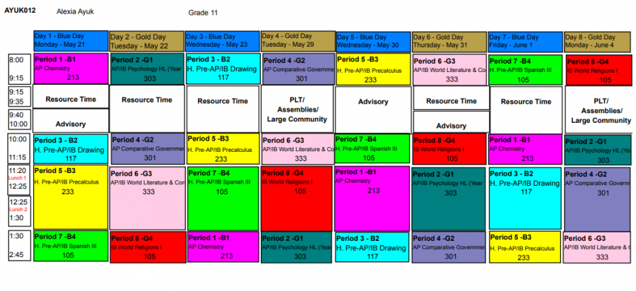 sample+of+one+students+schedule