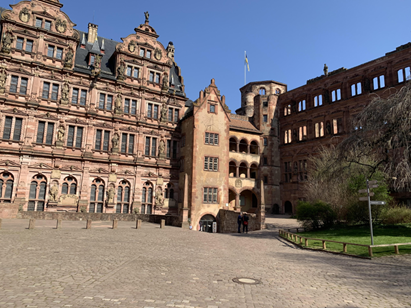 One of the first stops, Heidelberg Castle. Some of the outer works are in ruins, but much of the structure and architecture is preserved.