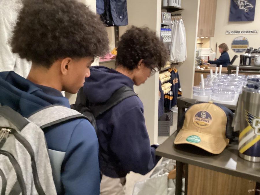 students shop at the school store