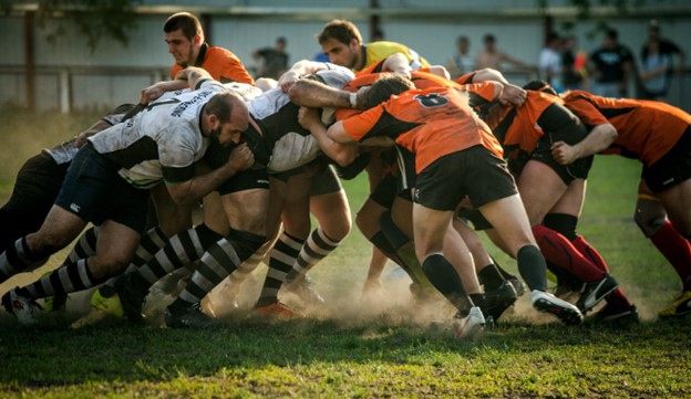 The Moscow Rugby Team in a clash of strength and determination. 