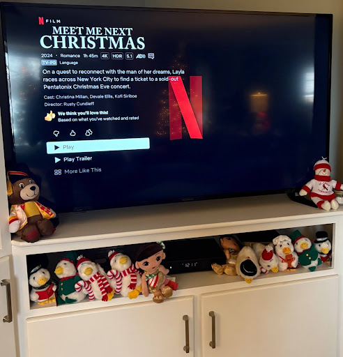 “The holiday season is the perfect time to snuggle up by your tv and watch Christmas movies! Take a peek at Meet Me Next Christmas over break!”