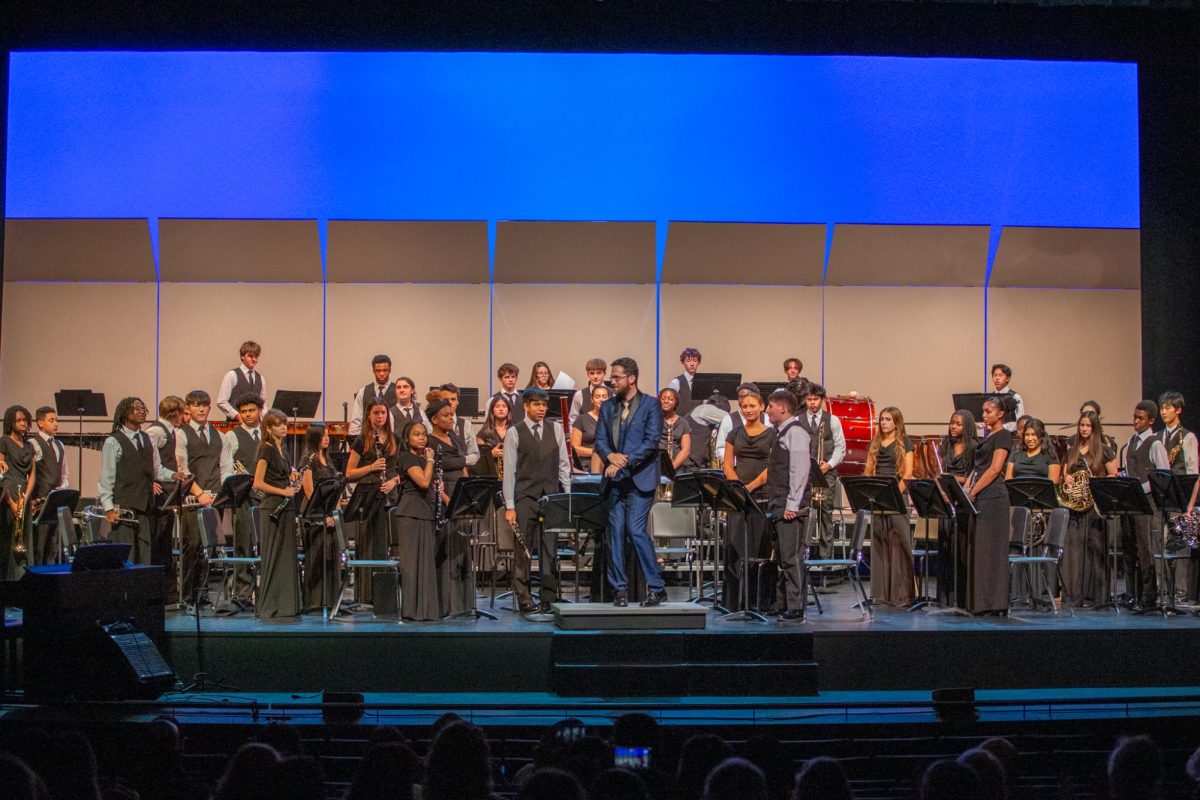 Mr. Kramer and the OLGCHS band thank the audience for attending the concert.